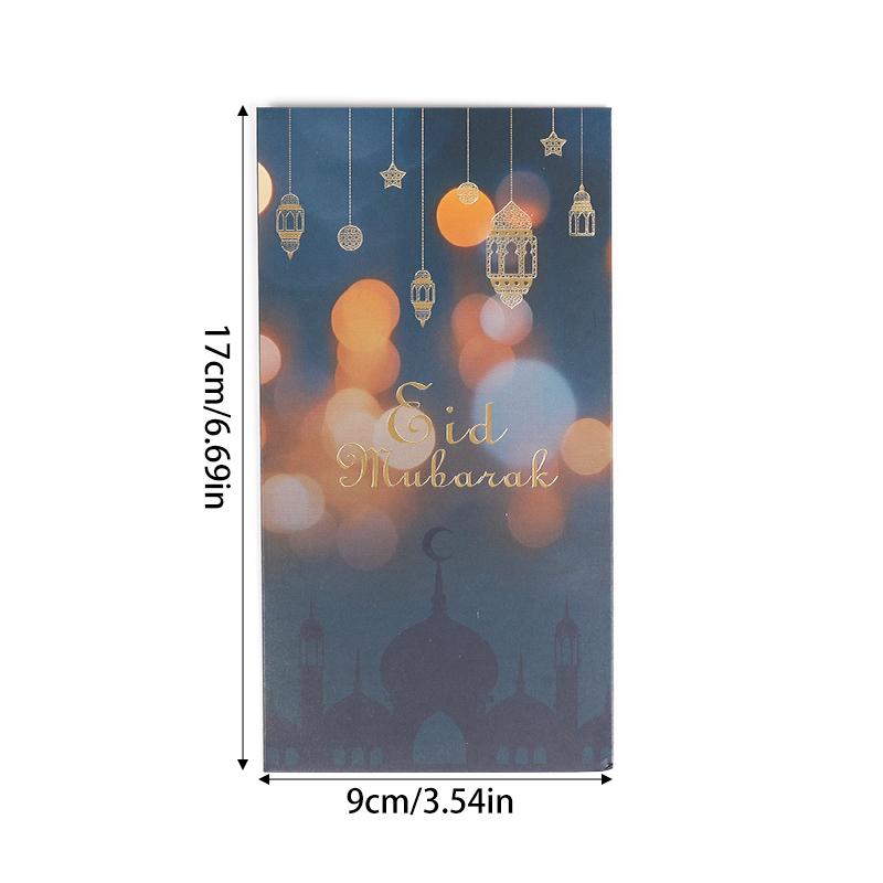 6 stk Eid Mubarak Kontantkonvolutter Penger Kort Ramadan Måne Slott Dekorasjon 2025 Islamsk Muslimsk Eid Al-fitr Invitasjonsrekvisitter