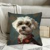 1pc Steampunk Maltese Dog Pillow Cover - Single-Sided Printed Soft Short Plush Decorative Cushion Cover, Featuring Glasses And Vintage Mechanical Desi