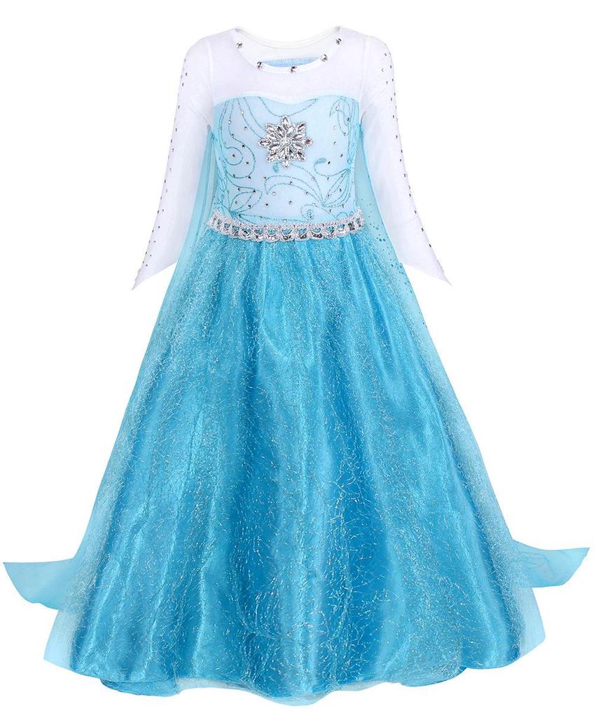 2025 Frozen Princess Elsa Long-Sleeve Dress for Girls (Ages 3-8)