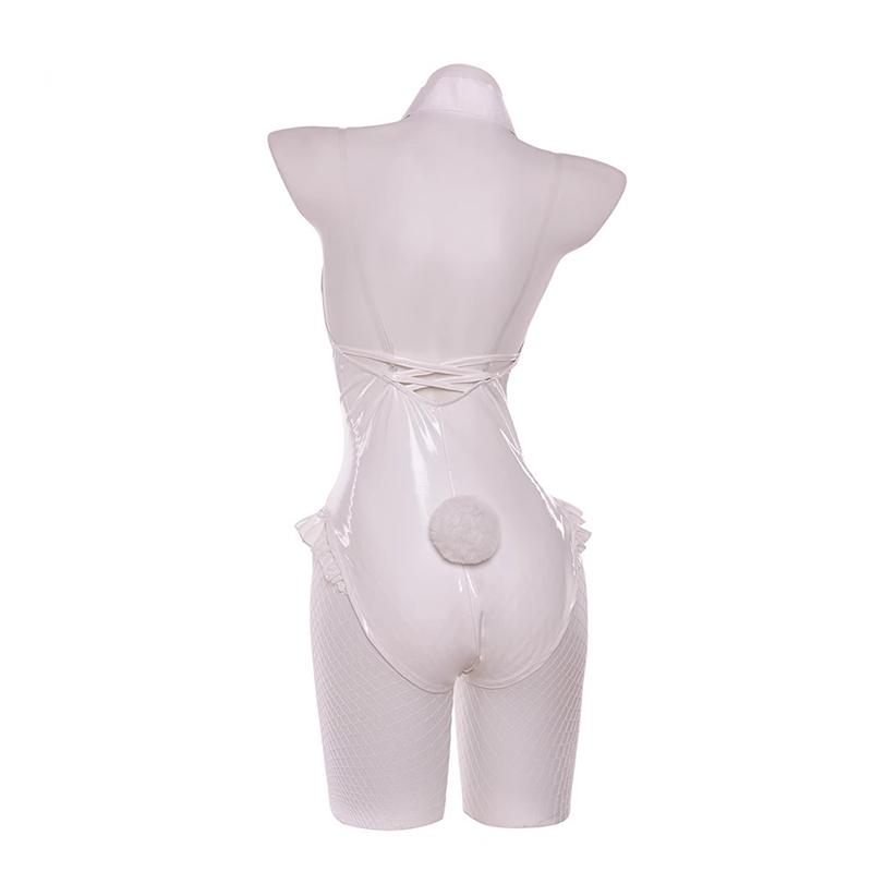 Bicute Rurudo Artist White Bunny Girl Costume Women Elastic Leather Fabric Sexy Cosplay Bunny Suit White Green Jumpsuits