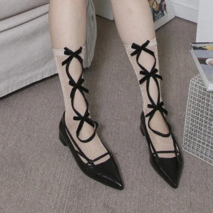 Glitter Ribbon Socks (3 colors)