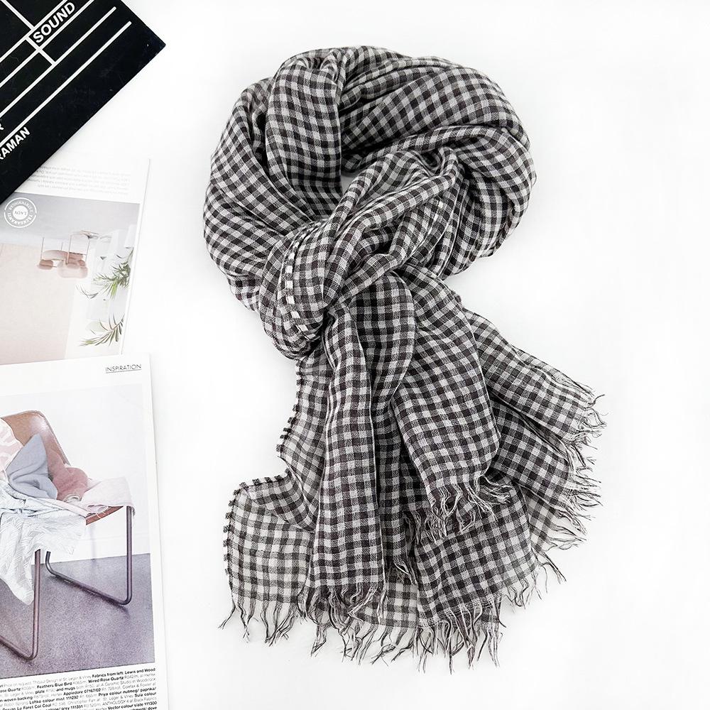 

Женский шарф средней длины из шерсти в клетку - Высококачественная акриловая шаль для весны 2025 200*90 cm фиолетовый/серый