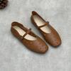 Johnature Hollow Out Breathable Genuine Leather Flat Sandals Casual Versatile Soft Soled Women's Shoes
