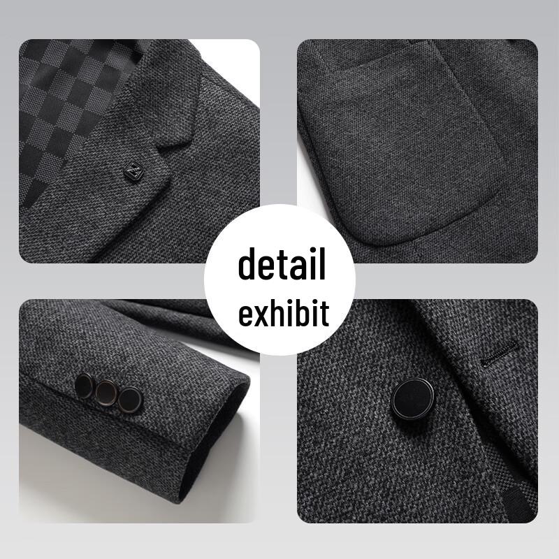 Shanshan Men's Mulberry Silk Wool Blend Business Casual Suit Jacket