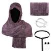 Medieval Hooded Cloak Scarf Set with Brooch and Belt for Cosplay Renaissance Festival Costume Accessories
