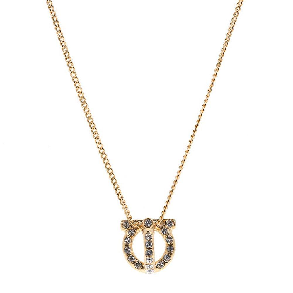 [Salvatore Ferragamo] Women's Gancio 3D Crystal Necklace 76 0399 Orgiov 0736244 106175