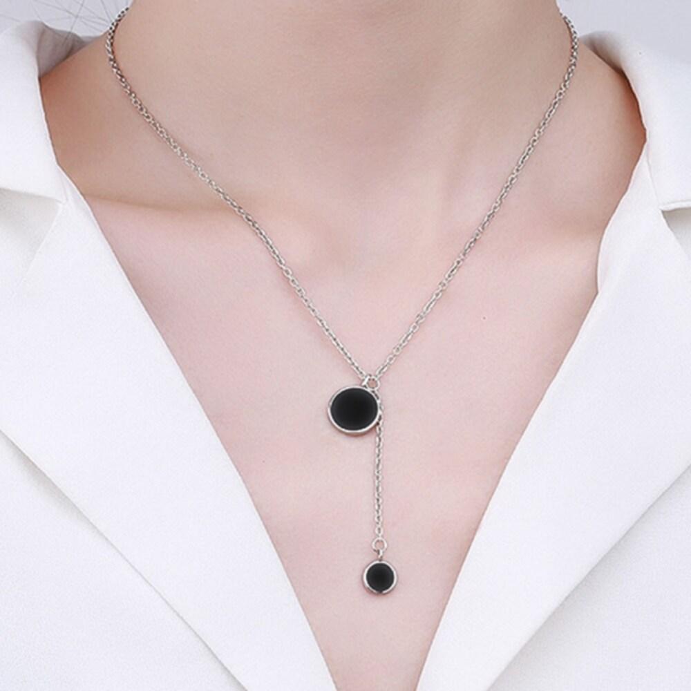 92.5 Silver Sterling Silver Necklace Harmony Black Moon N321 Sterling Silver Necklace