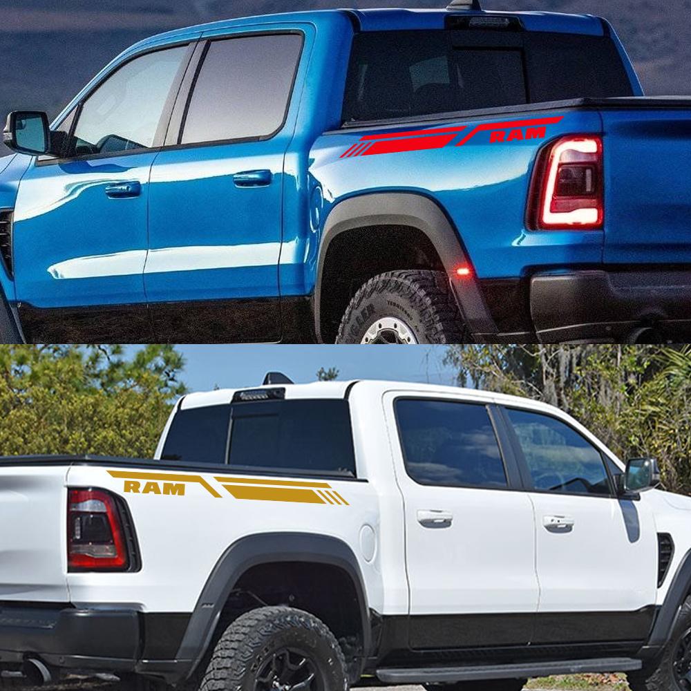 Pickup Bed Side Sticker For Dodge RAM 1500 2500 3500 Rebel TRX Car Stripes Style Decor Decal Truck Vinyl Cover Auto Accessories
