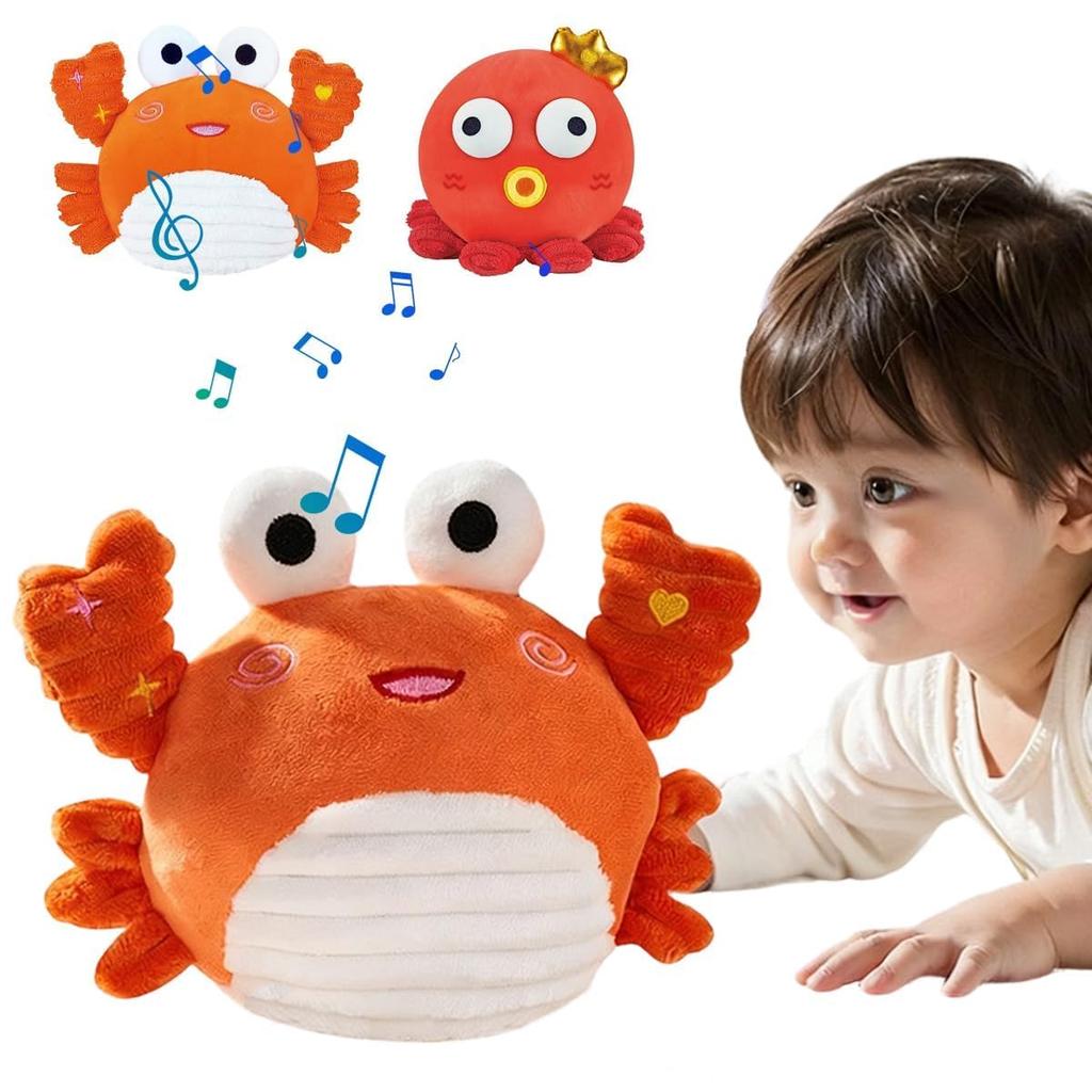 Octopus Toy, Moving, for 3-Year-Old Babies, Music, Jumping Ball, Talking, Learning, Recording, Heart Button, Ages 0-3, Boys and Girls, Crawling