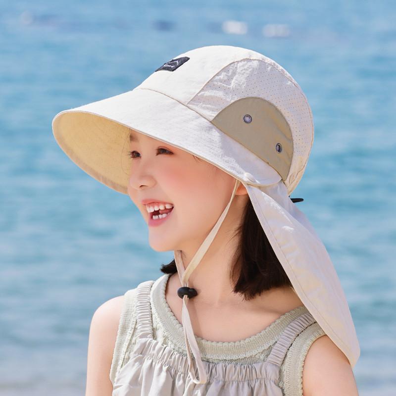 Summer Childrens Fisherman Hat With Large Brim And Waterproof Nylon For Sun Protection And Neck Coverage
