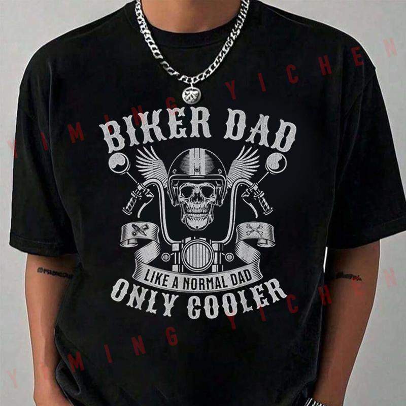 Biker Dad Graphic T-Shirt Moto Riders Men's Casual O-Neck Tops Tee 2026