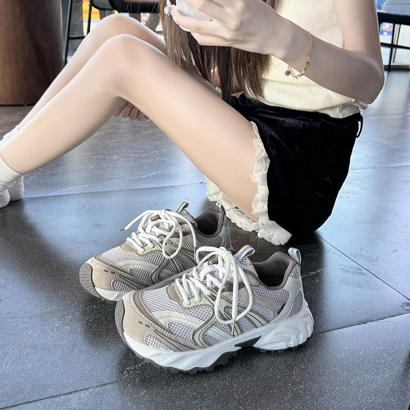 Breathable mesh platform dad shoes women's 2025 summer new versatile casual sports shoes ultra-light mesh sports shoes