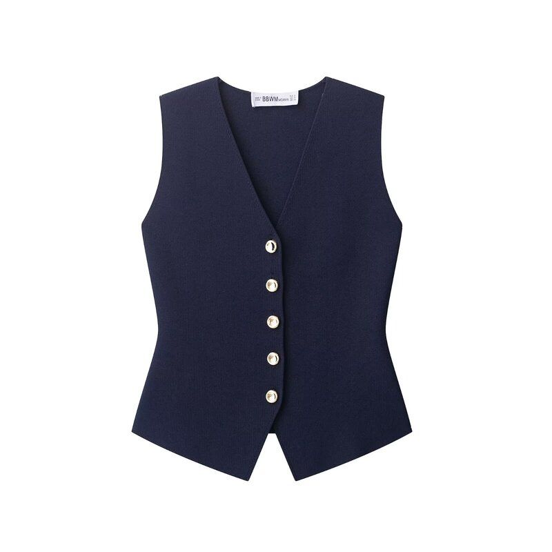 Western Style 2025 Summer New Women Clothes Plain Stitch V-neck Sleeveless Vest-Style Top Vest 4192003