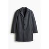 H M sliM Fit Wool Blend Coat Dark Grey
