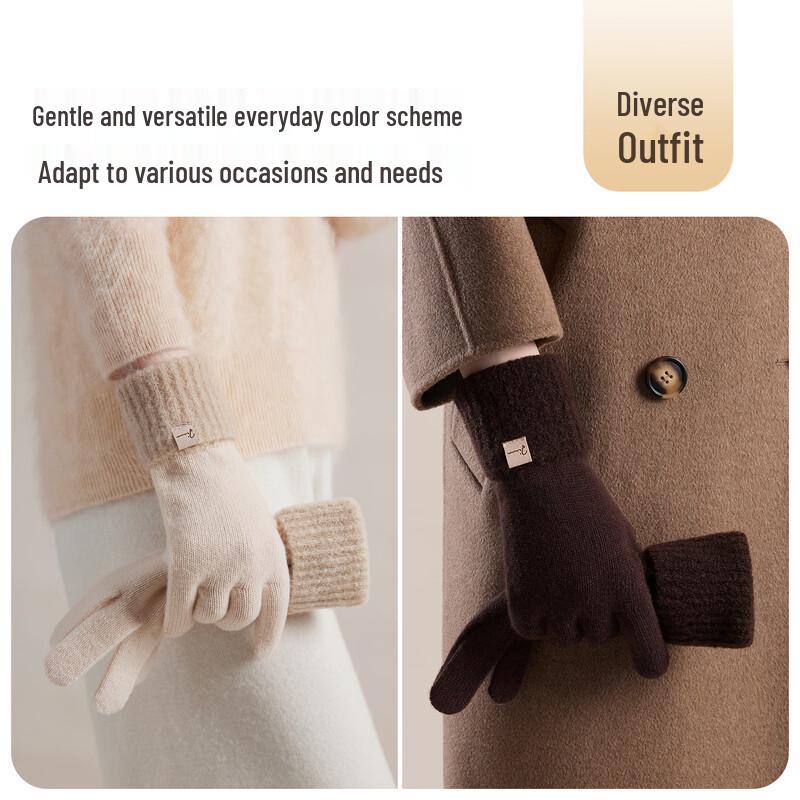 JIUMU Women's Lamb Wool Winter Warm Gloves