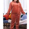 Autumn and Winter Women's Plus Size Loungewear Thick Warm Coral Fleece Pajama Set