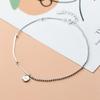 Fashion Simple 925 Sterling Silver Snake Chain Round Lucky Letter Charm Anklet Foot Jewelry for Women Girls