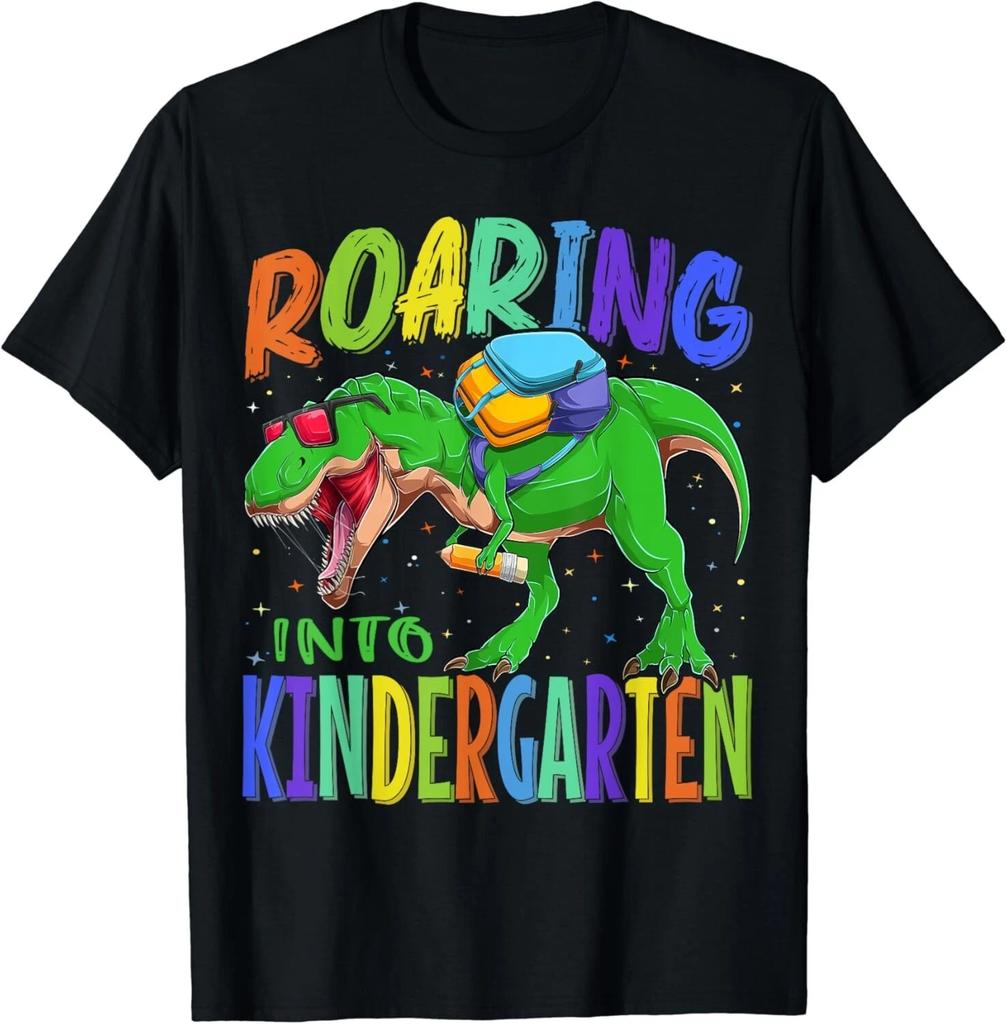 Roaring Into Kindergarten Dinosaur T Rex Back to School Boys Gift Unisex T-Shirt