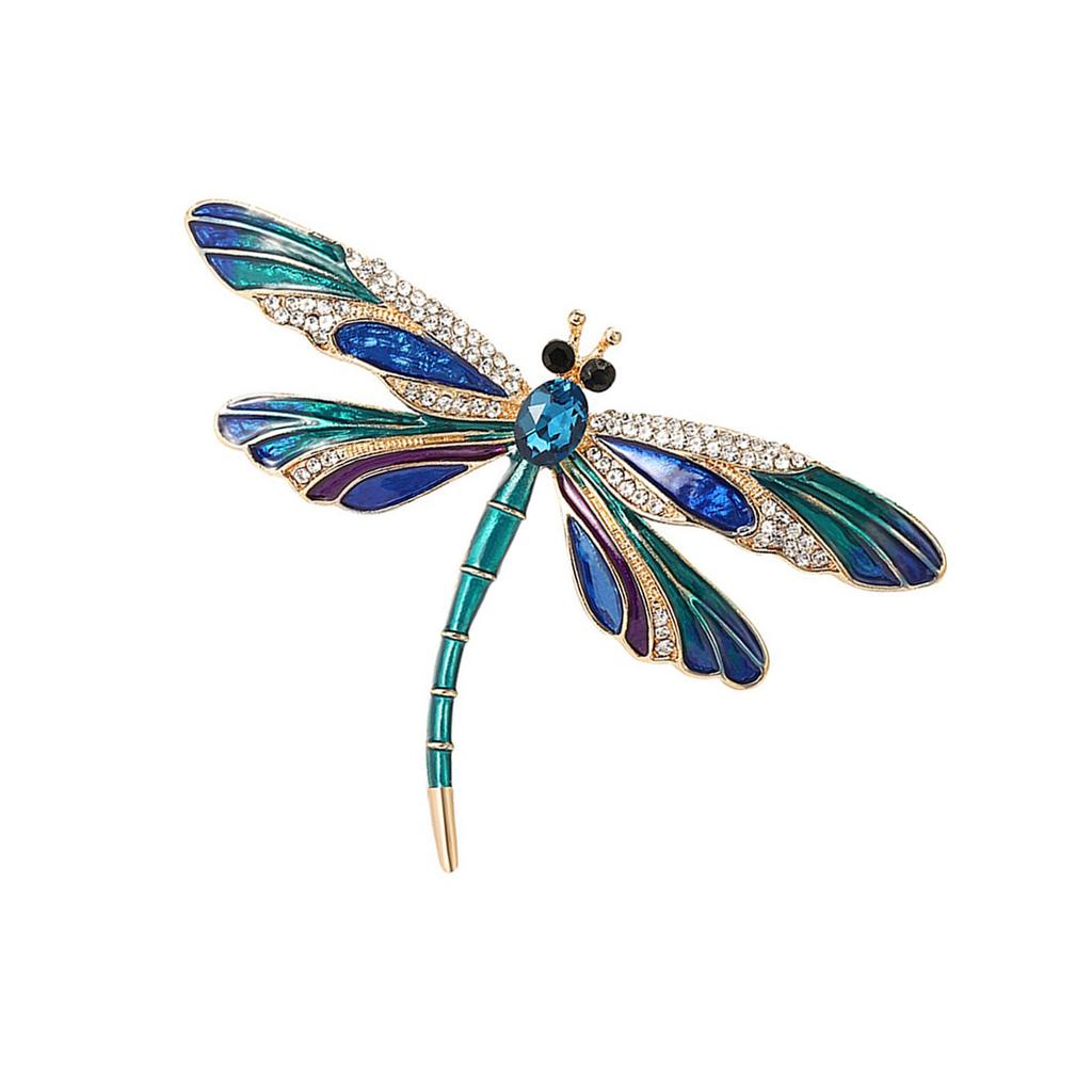 Retro Libellen Kristall Brosche Anstecknadel Elegant Strass Tier Revers Accessoire für Frauen und Mädchen Modeschmuck