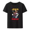 High Quality Short Sleeve Top Not Today Satan Jesus Vs Satan in O-Neck T Shirt UnisexShort Sleeve Tees Shirt