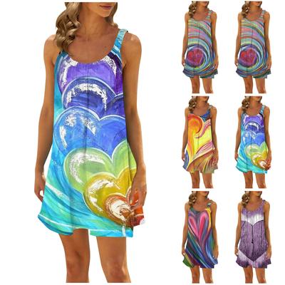 Γυναικείο Καθημερινό Καλοκαιρινό Φαρδύ Αμάνικο Φόρεμα με Πρίιντ Σλιπ