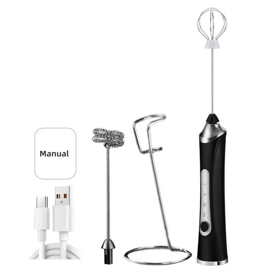 Electric Milk Frother Rechargeable Egg Beater 3 Speeds Wireless Egg Whisk Handheld Foam Maker for Latte Cappuccino