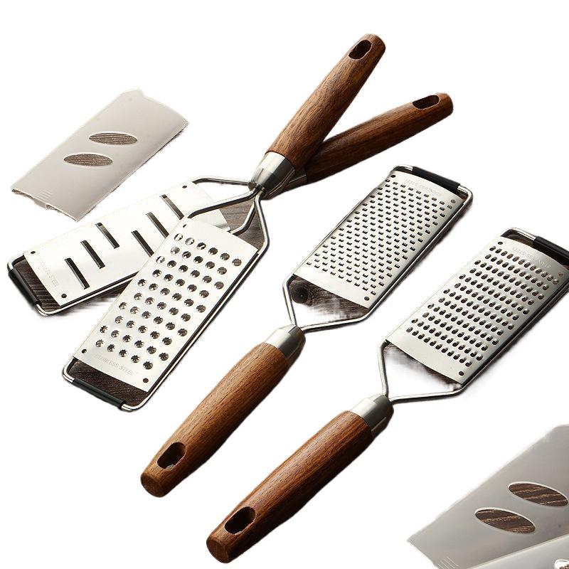 Stainless Steel Cheese Grater Zester - With Natural Wood Handle For Ginger Citrus Kitchen Tool
