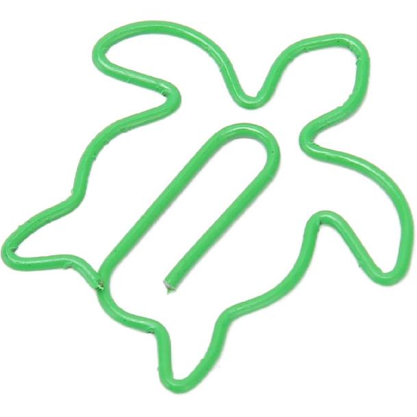 100Pcs Animal Shaped Paper Clips, Electroplated Cute Paper Clips, Fancy Paperclips with Storage Box for Family Office School (Sea Turtle)