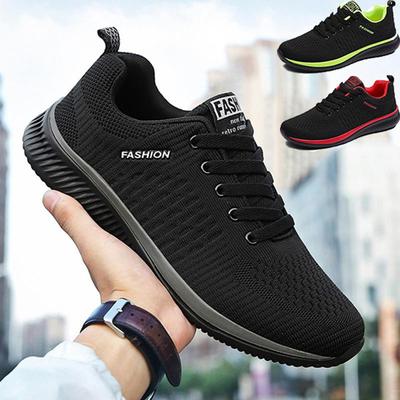 Sport Shoes Men Lightweight Running Sneakers Walking Casual Breathable Shoes Non-slip Comfortable Black Big Size 38-48