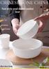 High-Quality White Bone China Double Ear Noodle Bowl – Stylish, High-Temperature Resistant, Deep Plate for Young People