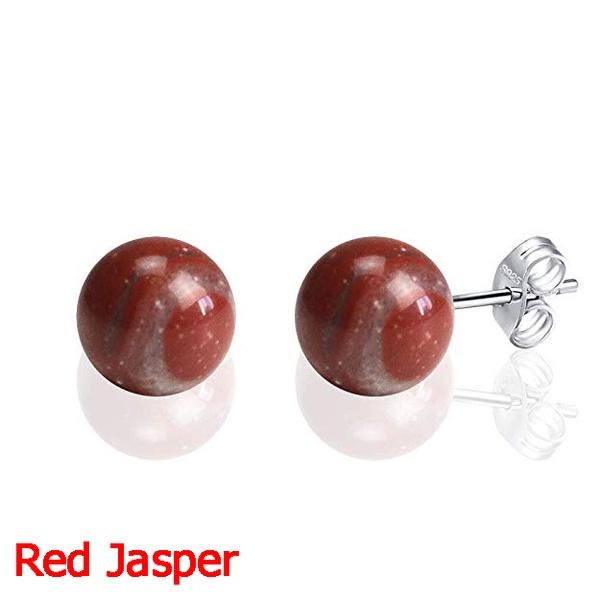 

Fashion Simple Classic Natural Stone Opal Crystal Amethyst Aventurine Ball Round Bead Silver Stud Earring for Women Jewelry Gift