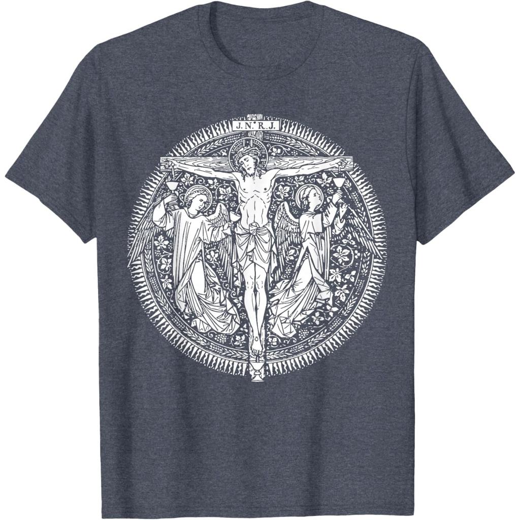 Precious Blood Jesus Christ Crucifixion Graphic Men's Cotton T-Shirt Casual Round Neck Tee