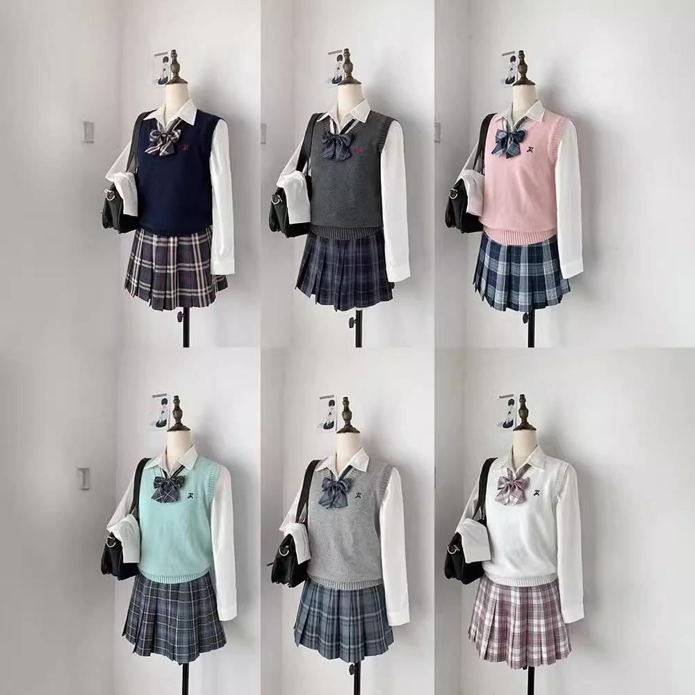 Classic V-Neck Solid Color Knit Vest - JK School Style for Students & Office, Ideal for Autumn to Spring