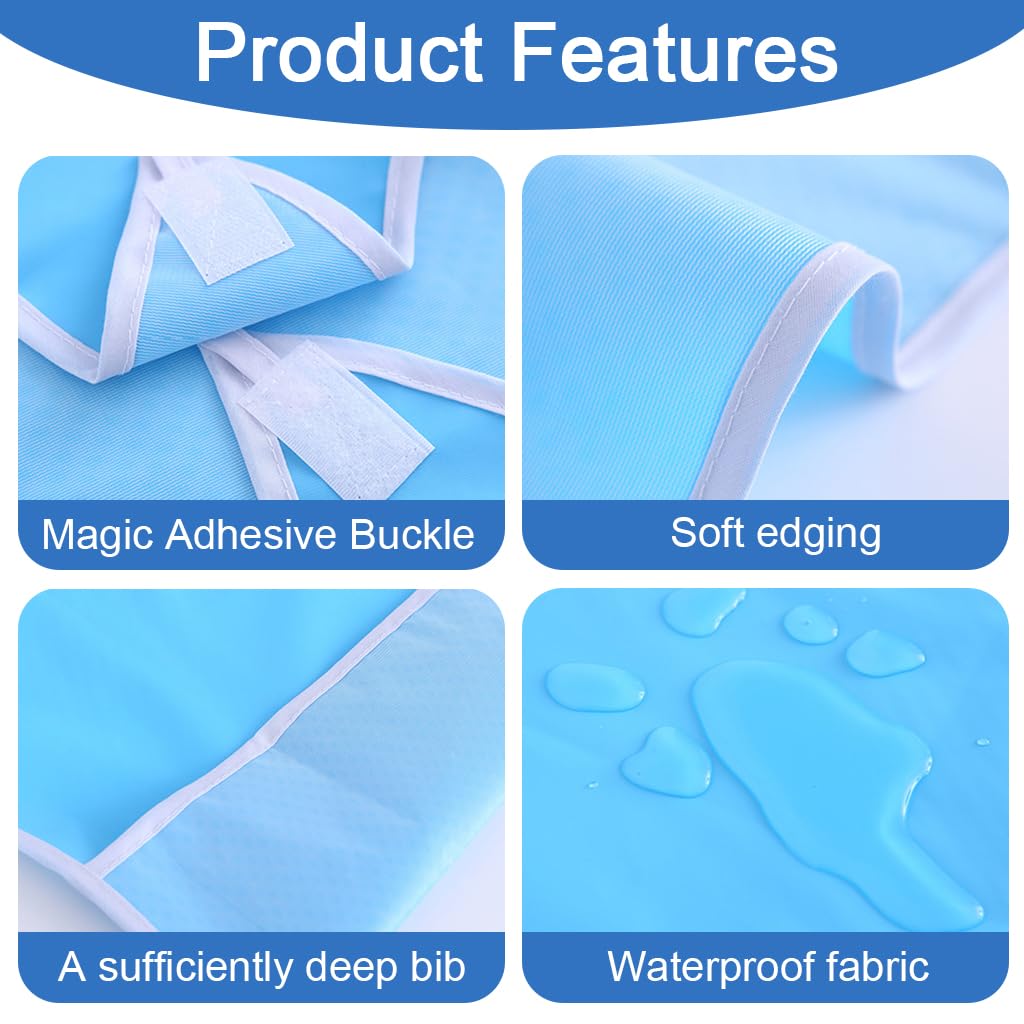 HASTHIP® 2pc Waterproof Adult Bib with Adjustable Tie-Back, Durable, Reusable Large Feeding Clothing Protector for Men & Women, Comfortable Fit,
