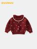 DUUDUU 2025 New Year Toddler Knitwear: Red Girl's Thick Sweater for Autumn/Winter