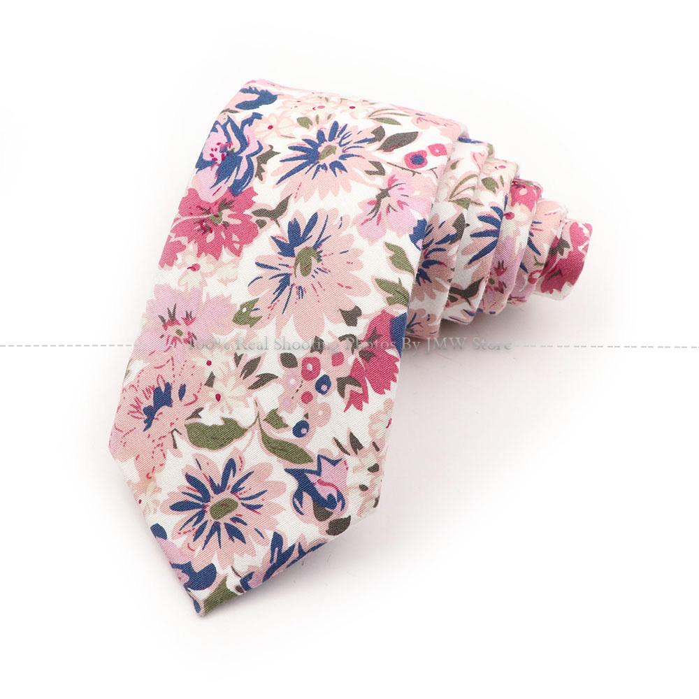 New Chic, Blumenkrawatte, 100 % Baumwollkrawatte, für Männer, helle Farbe, lässige schmale Krawatte, Hochzeitsfeier