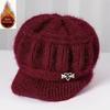 1 piece of women's winter velvet lined hat - soft and warm foldable Christmas knitted hat, elastic and stretchable fit, bow brooch decoration,