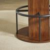 Juego de Mesa y Taburetes de Barra de 3 Piezas, Mesa Redonda de 31.5 Pulgadas con Dos Taburetes, Mesa de Comedor de Madera con Reposapiés Metálico en Forma de Anillo, Nogal