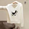 Women's Cartoon Pattern Round Neck Long Sleeve Knit Pullover
