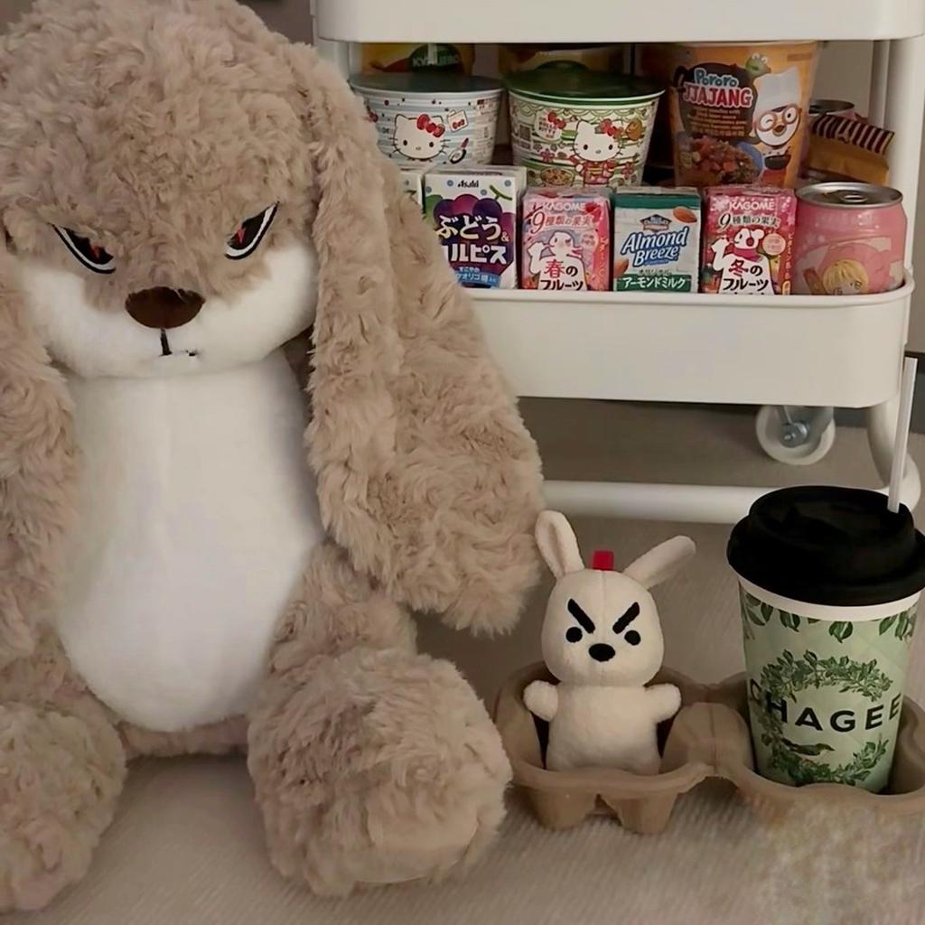 35Cm Angry Rabbit Plush Toy Cute Animal Plushie Doll Kawaii Stuffed Soft Toys Model Give Children Birthday Gifts Cute Ornament