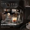 15 Bar Coffee Machine, with Adjustable Grind, Steamer and Accessories - Black