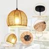 JOYINLED 20CM Hand Woven Wicker Lamp Shades For Pendant Light Natural Rattan Hanging Light Fixture for Dining Room Living Room
