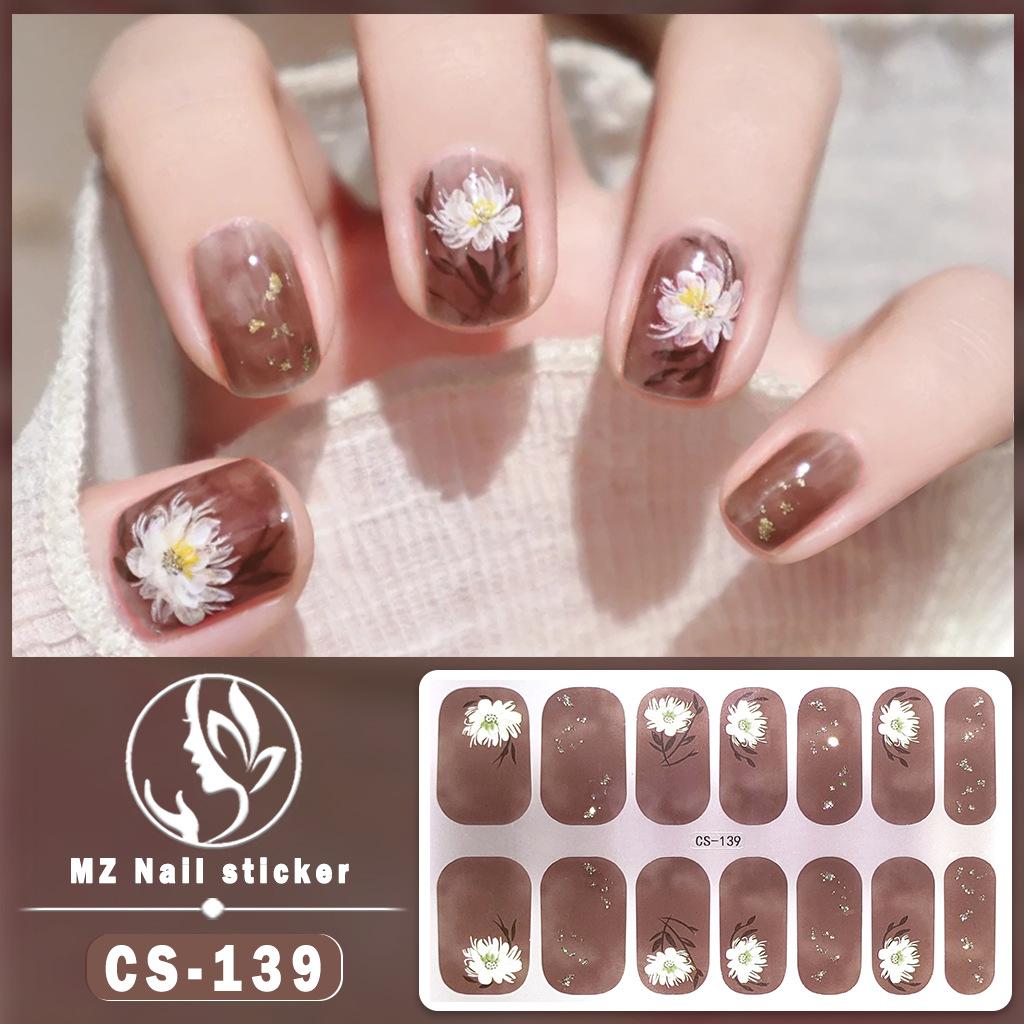CS Waterproof No-Cure Gel Nail Wraps, Full Cover Contrast Color Tiger Head Pattern Nail Stickers, Nail Patch Films
