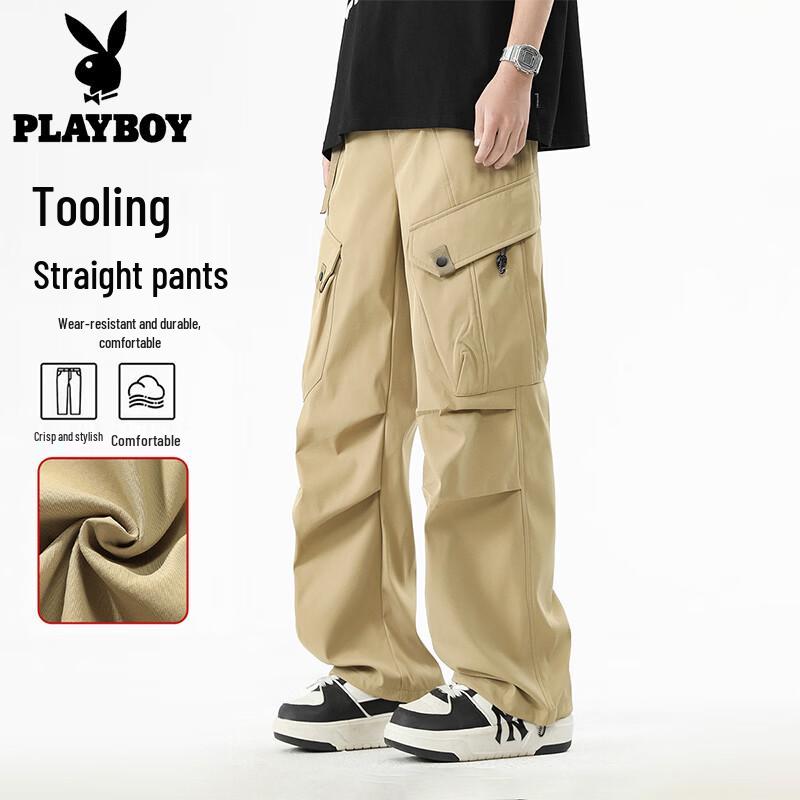 PLAYBOY Men's Slim-Fit Multi-Pocket Cargo Pants
