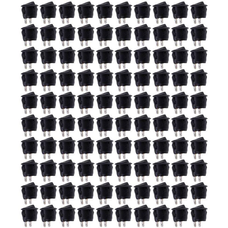 

WON 100PCS Round Rocker Power Switch 6A 250V AC 2Pin 2Position ON/Off Power Boat Switches SPST Black Button Mini Round Black чёрный