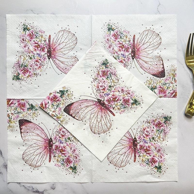 20pcs/pac Floral Printed Paper Napkins for Wedding Colorful Facial Tissues for Party Table Setting Disposable Dinner Napkins