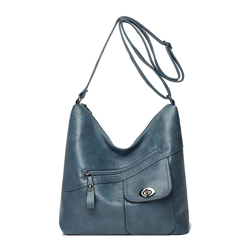 Women's Bag Vintage Shoulder Bag Large Capacity Multi-Pocket Soft Leather Tote Bag