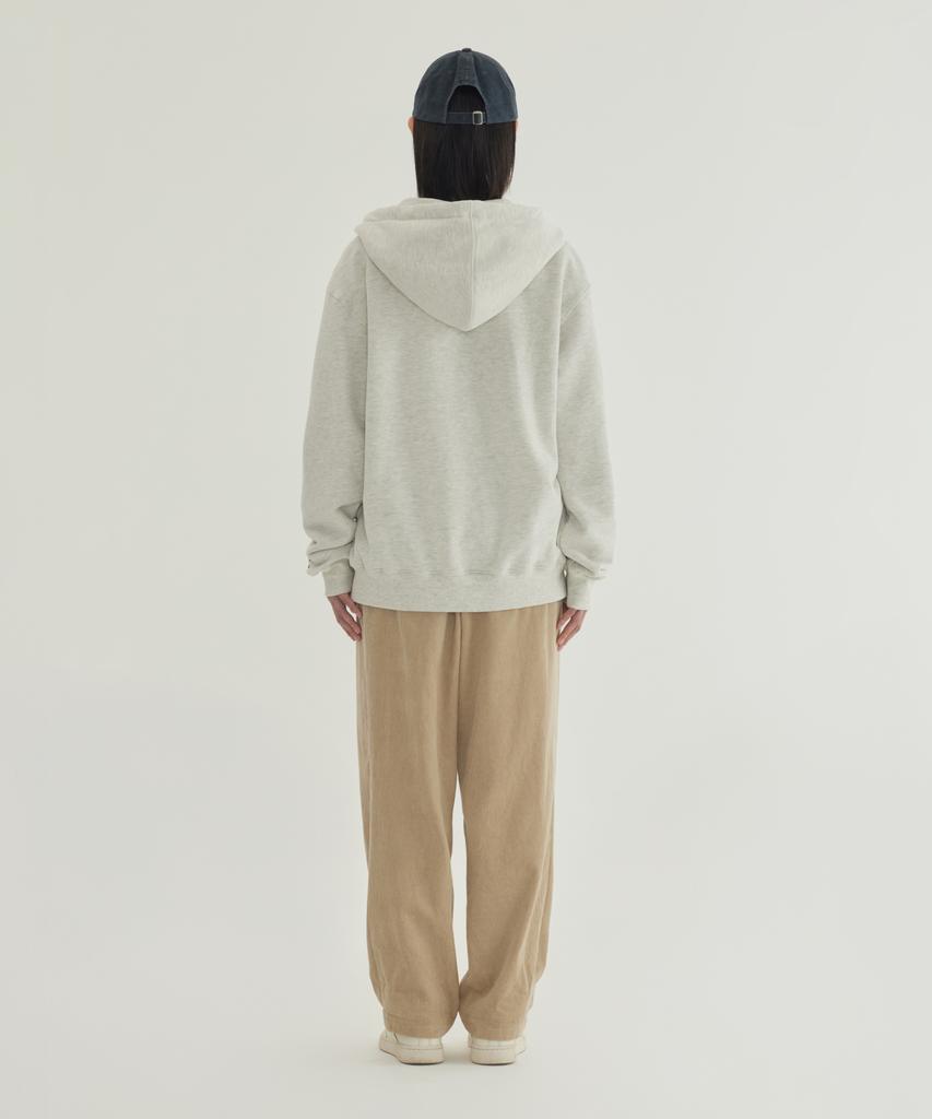COVERNAT Small Logo Fleece Zip-Up Hoodie Oatmeal