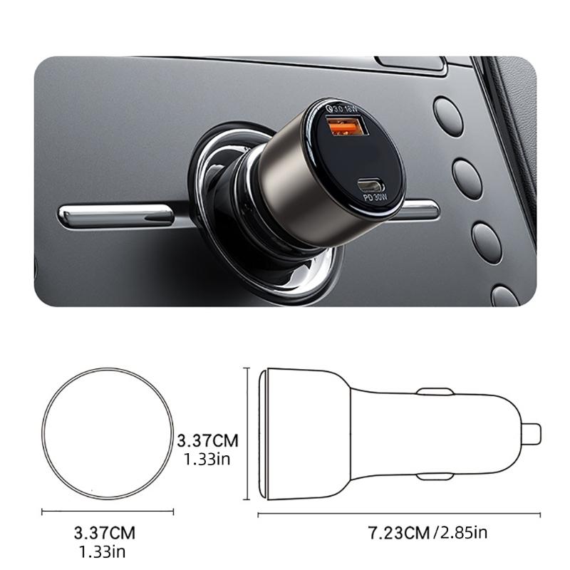 QC3.0 Car Charger Double Slot 48W USB-A Type C Charging Adapter Quick Car Cigarettes Lighter Charger