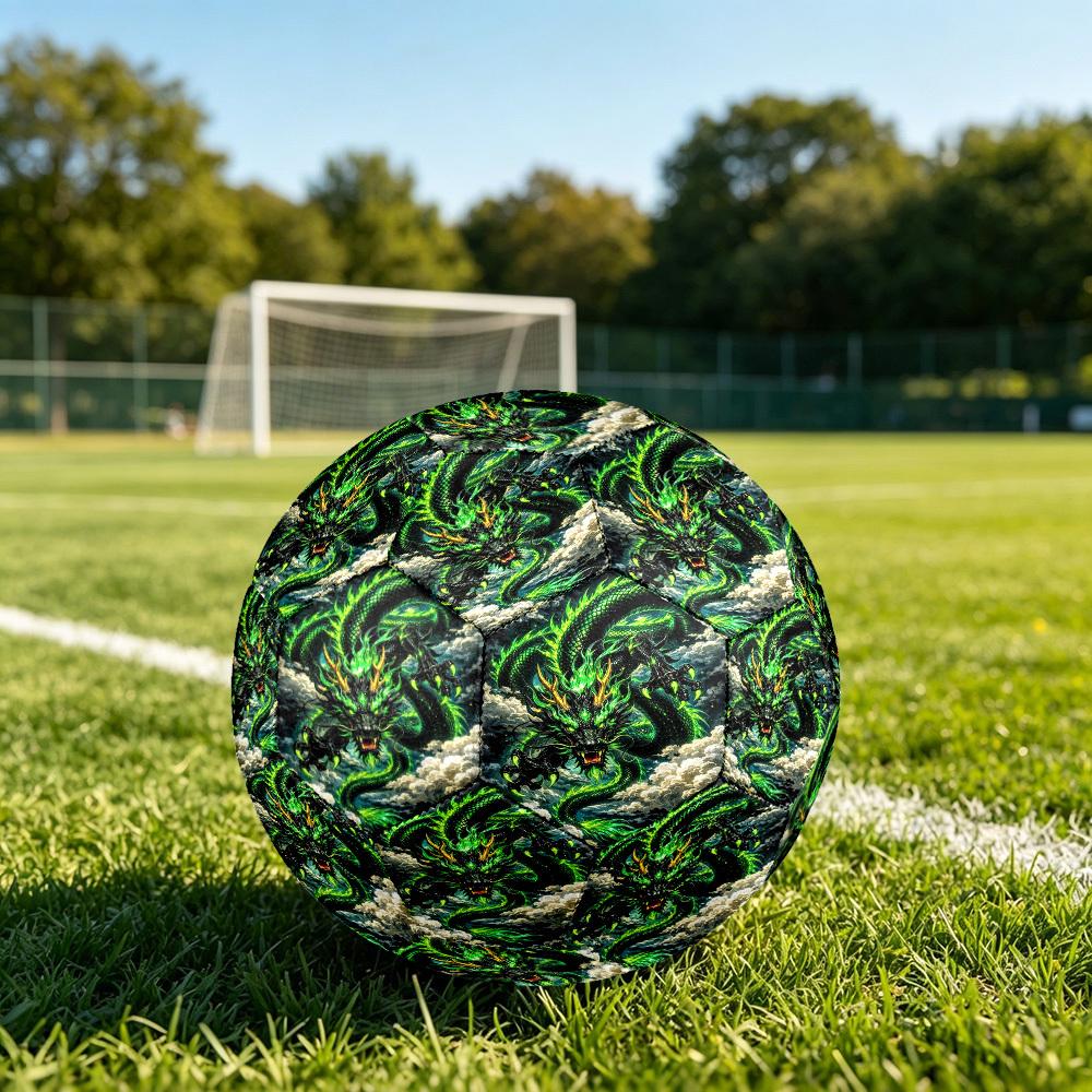 1pc Green Dragon Sky Theme Soccer Ball Football, Size 5, Lightweight PVC, Outdoor Training Soccer Ball,Gift C6546